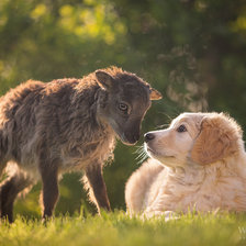 Схема вышивки «Щенок и овечка»