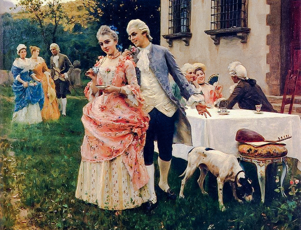 An Afternoon Tea. - federico andreotti painter.scenary.people.music.animals. - оригинал