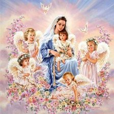 Схема вышивки «Богородица и ангелы»