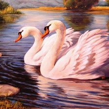 Схема вышивки «семья лебедей»