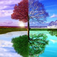 Схема вышивки «Дерево - Четыре сезона»