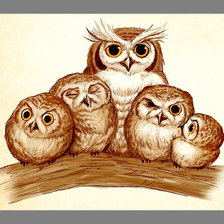 Схема вышивки «Серия "Птицы". Совушки»