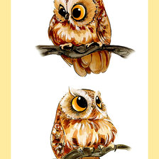 Схема вышивки «Серия "Птицы". Совушки»