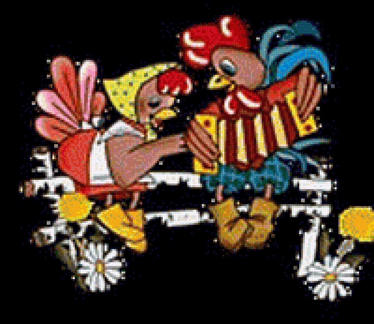 Петух - курочка, птица, петух, картинка - предпросмотр