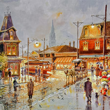 Схема вышивки «Rainy Night-City Street.»