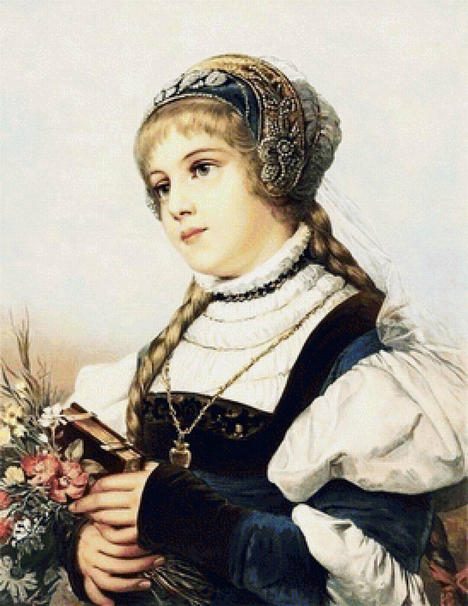 Девушка - живопись, цветы, девушка - предпросмотр