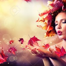 Схема вышивки «Девушка и осень»