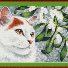 Схема вышивки «Кот и омела»