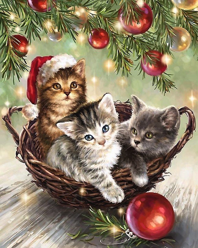 котята - корзина, праздник, котята - оригинал