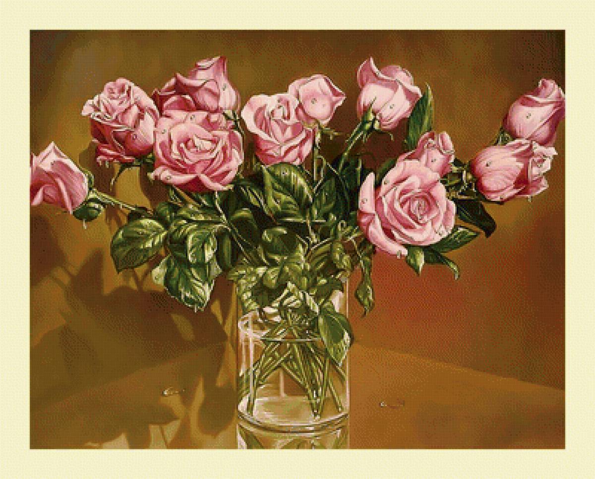 Розы. - живопись, букет, розы, цветы - предпросмотр