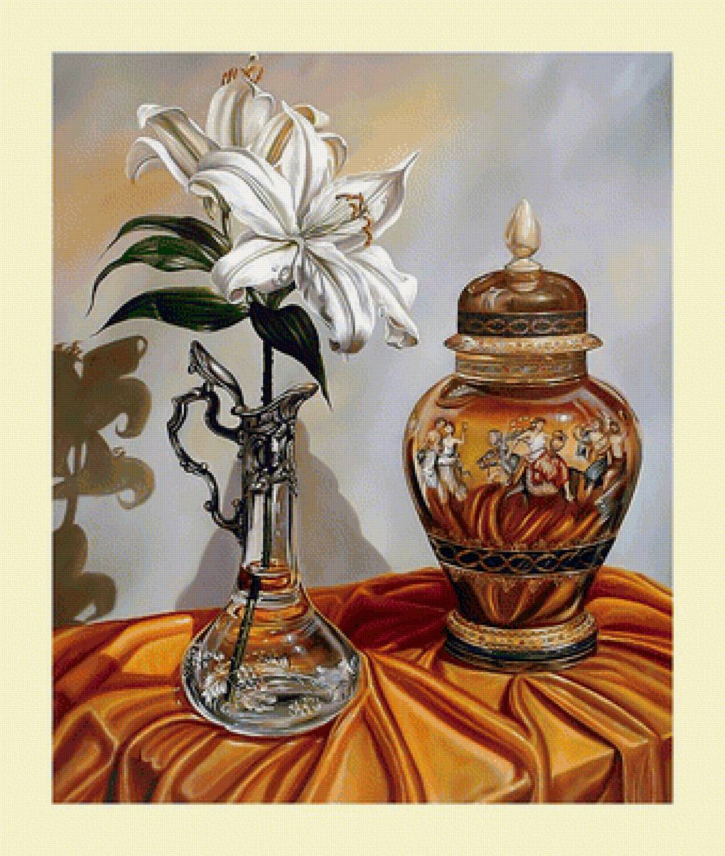 Белая лилия. - натюрморт, кувшин, лилия, живопись - предпросмотр