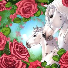 Схема вышивки «кони»