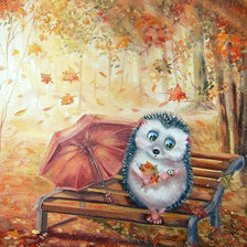 Схема вышивки «Ёжик в осеннем парке. Детская тема»