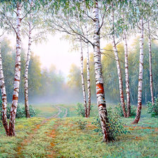 Схема вышивки «Пейзаж с берёзами.»