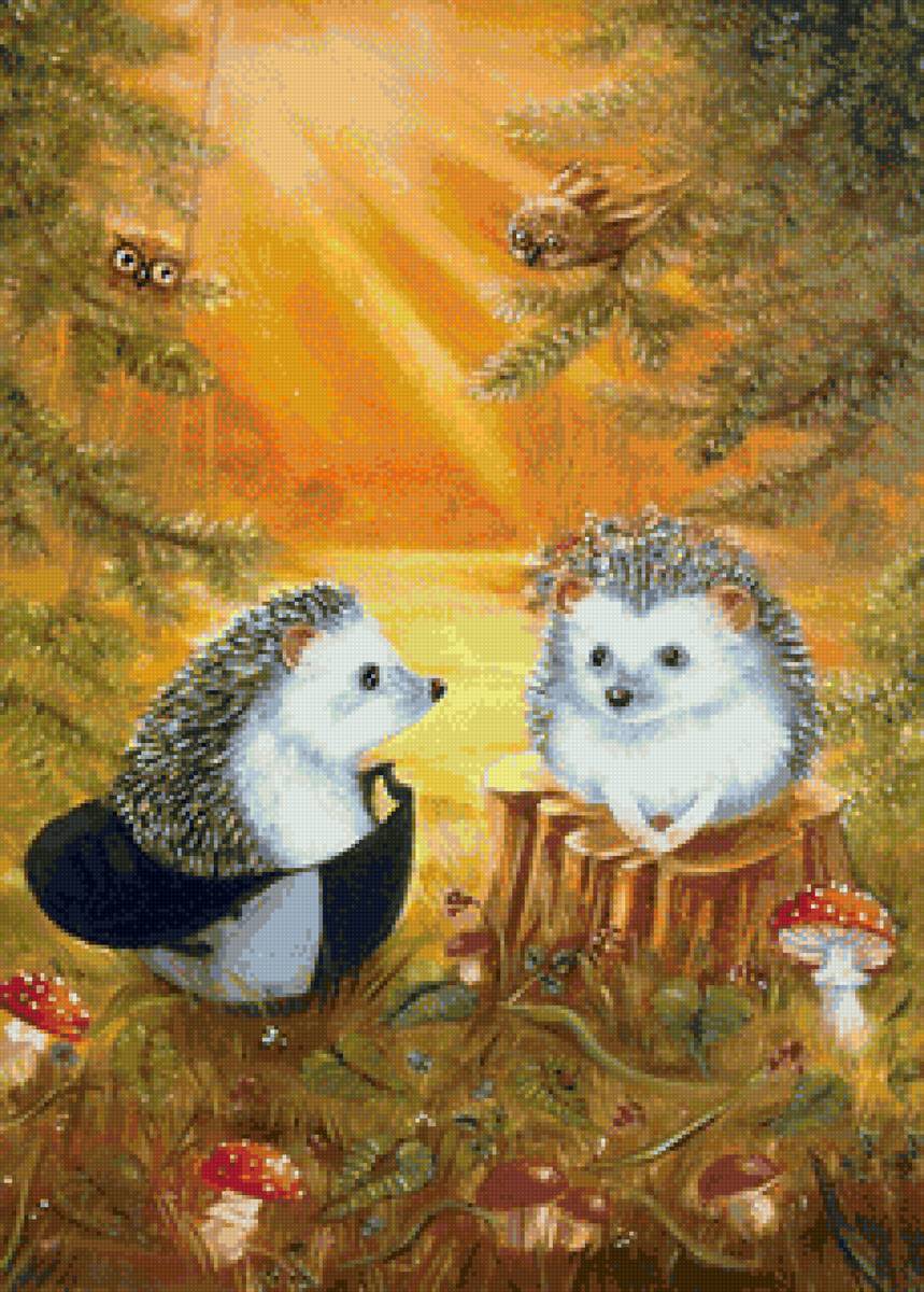 Ёжики в лесу - предпросмотр