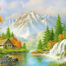 Схема вышивки «Горный пейзаж.»