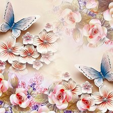 Схема вышивки «цветы и бабочки»