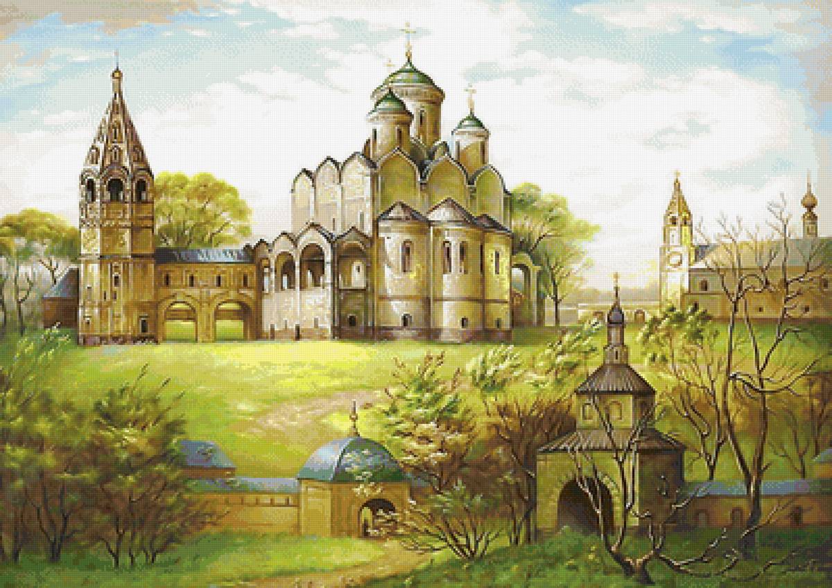 Храм - храм, деревья, церковь, пейзаж - предпросмотр