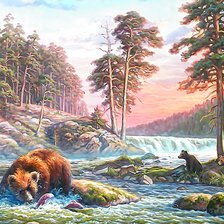 Схема вышивки «Мишки на рыбалке»