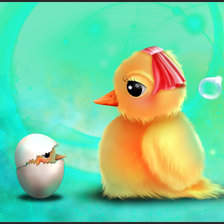 Схема вышивки «цыплёнок сидит напротив вылупившегося малыша из яиц»