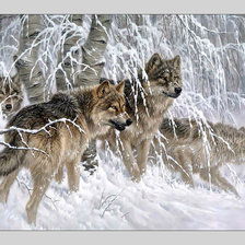 Схема вышивки «Стая в зимнем лесу.»