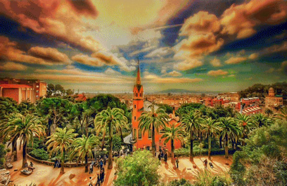 Parc Güell-Barcelona-Catalonia. - scenarys.cityscapes.people. - предпросмотр