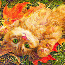 Схема вышивки «Осенний котик»