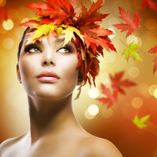 Схема вышивки «Девушка и осень»