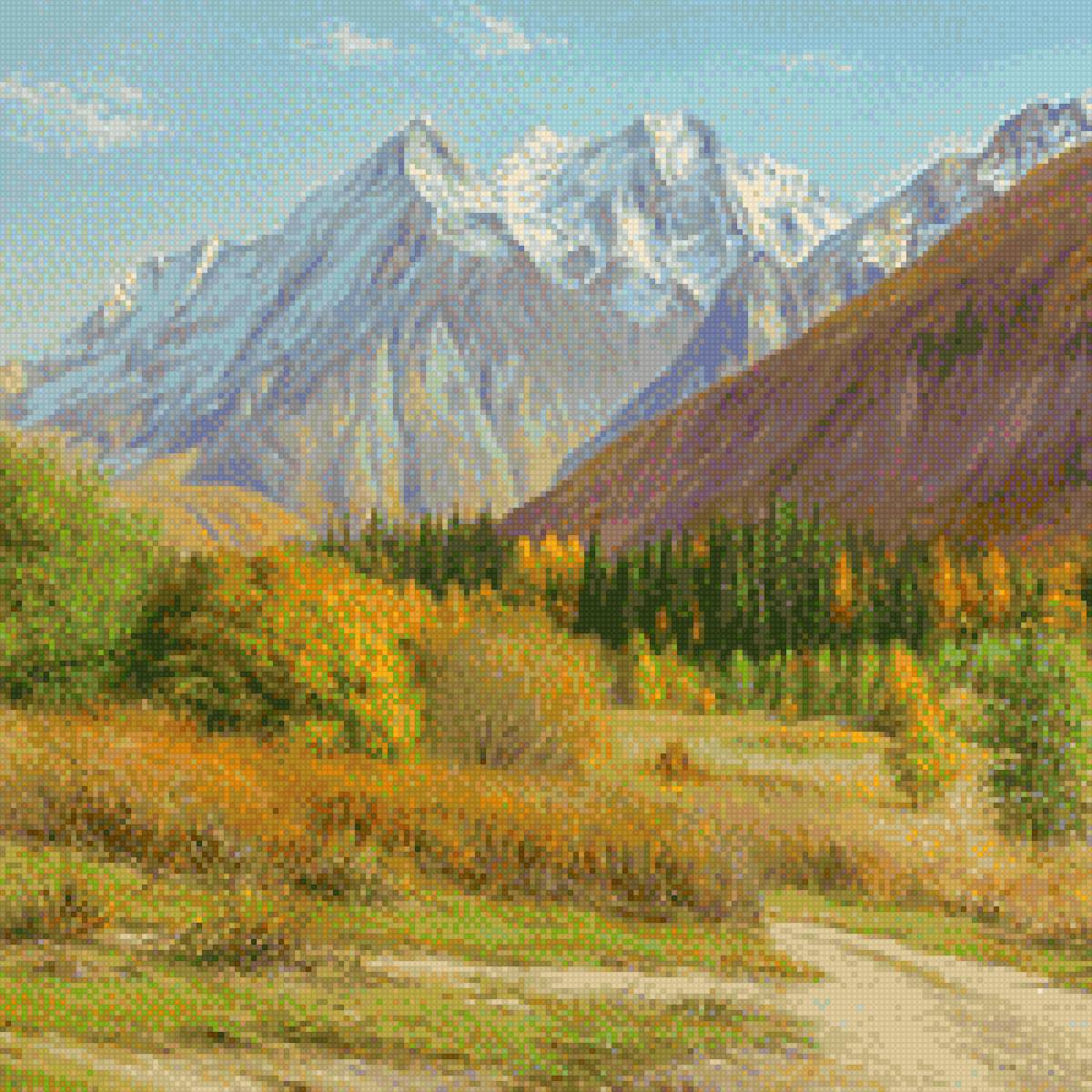 Горы - природа, пейзаж, картина, горы - предпросмотр