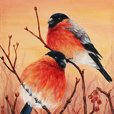 Схема вышивки «Птицы на ветке»