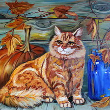 Схема вышивки «Кот и осень»