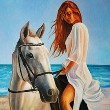 Схема вышивки «Девушка и конь»