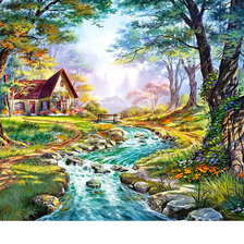 Схема вышивки «Домик в лесу»