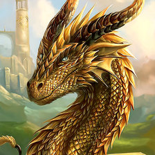 Схема вышивки «Серия "Фэнтези". Золотой дракон»