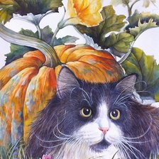 Схема вышивки «кот и тыква»