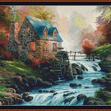 Схема вышивки «Дом и водяная мельница»
