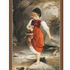 Схема вышивки «Девочка на камнях»