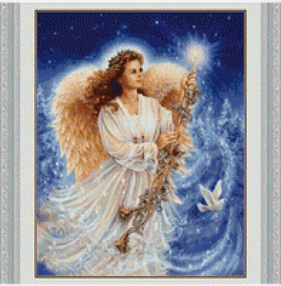 Рождественский ангел - рождество, картина, ангел, праздник - предпросмотр