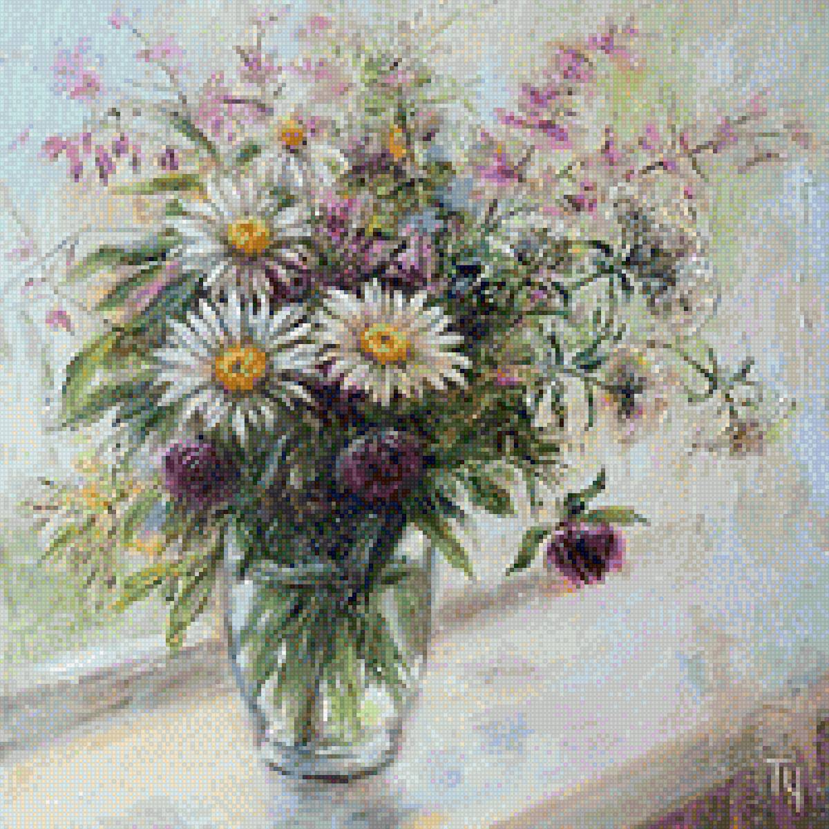 Букетик цветов - арт, цветы, букет, картина - предпросмотр