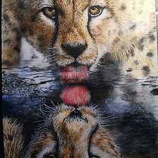 Схема вышивки «Леопард на водопое»