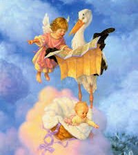 Схема вышивки «Малыш и аист»