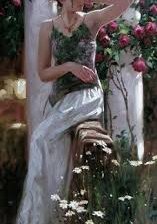 Схема вышивки «Женщина и плетистая роза»