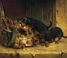 Схема вышивки «Таксы и рюкзак охотника»