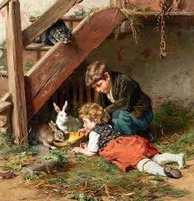 Схема вышивки «Дети и кролики»