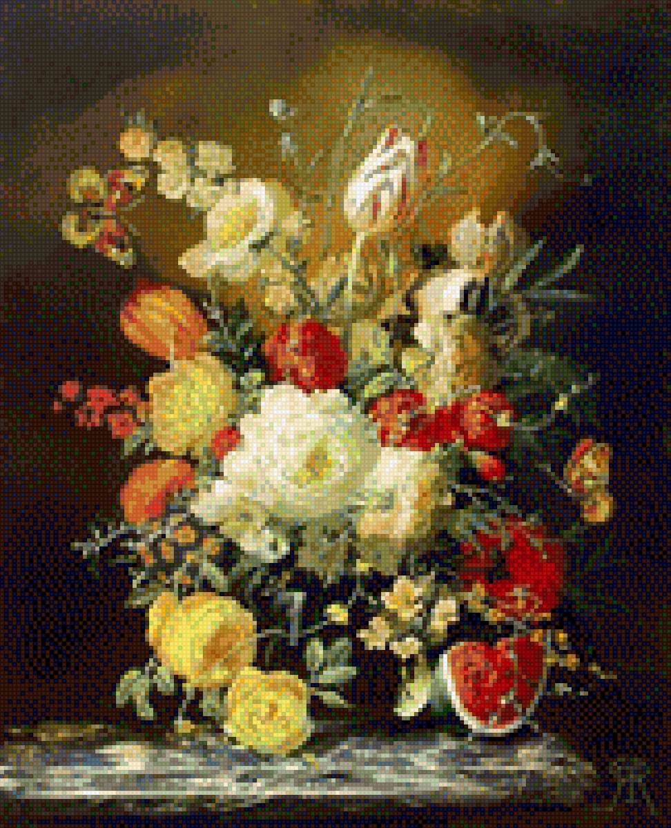 Натюрморт - цветы, натюрморт, букет, картина - предпросмотр