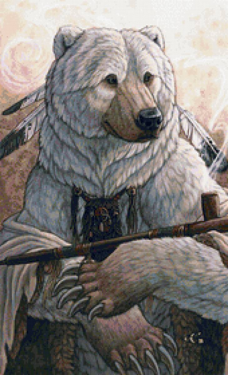 Американский Гризли - индейская тема, медведь, тотем - предпросмотр