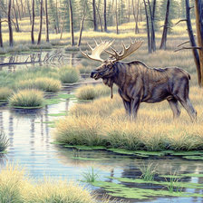 Схема вышивки «Лось в лесу»