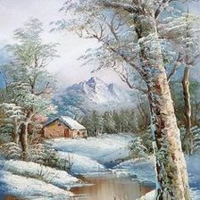 Схема вышивки «домик в лесу»