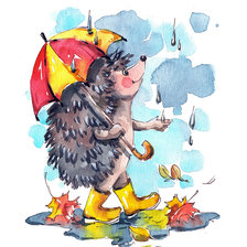 Схема вышивки «Ёжик под зонтом худ. Петунова»