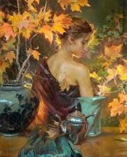 Схема вышивки «Девушка и осень»